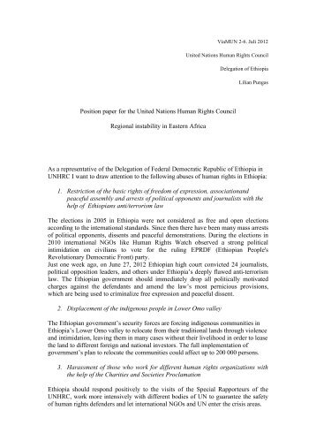 Position paper for the United Nations Human Rights ... - ViaMUN