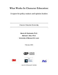 What works in character education: A report for policy makers and