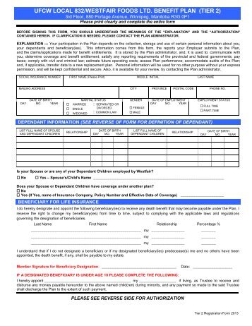 Tier 2 Registration Form - UFCW, Local 832