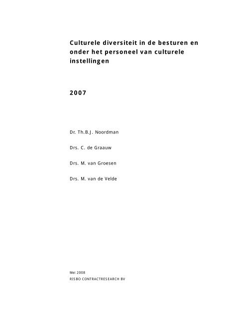 Culturele diversiteit in de besturen en onder het personeel van ...