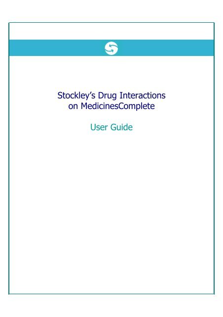 Stockley's Drug Interactions on MedicinesComplete User Guide