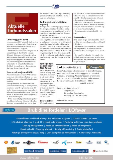 Lokomotivmands Tidende nr. 4, 2007 - Norsk Lokomotivmannsforbund