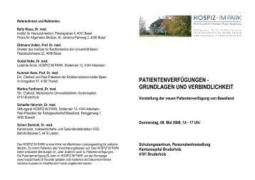 patientenverfÃ¼gungen - grundlagen und ... - Hospiz im Park