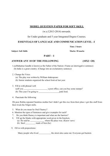 Model Question Paper for Revised softskil