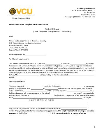 Department Sample Appointment Letter - Global Education Office