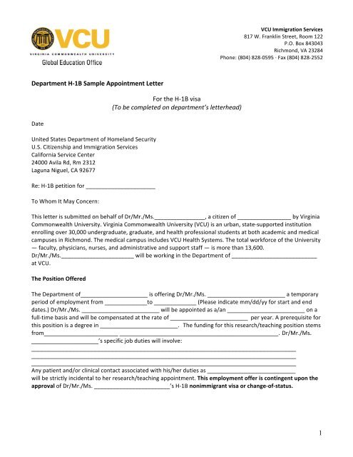 appointment letter department of education