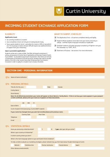 INcOmING STuDENT ExcHANGE APPLIcATION FORm - Study abroad
