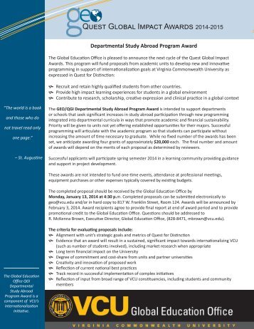 Departmental Study Abroad Application - Global Education Office