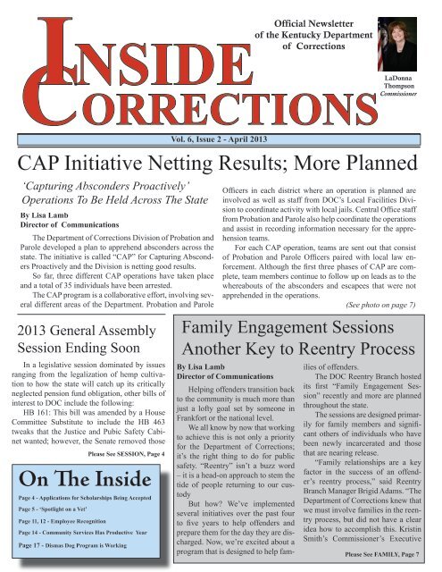 Previous Issue April 2013 - Kentucky Department of Corrections