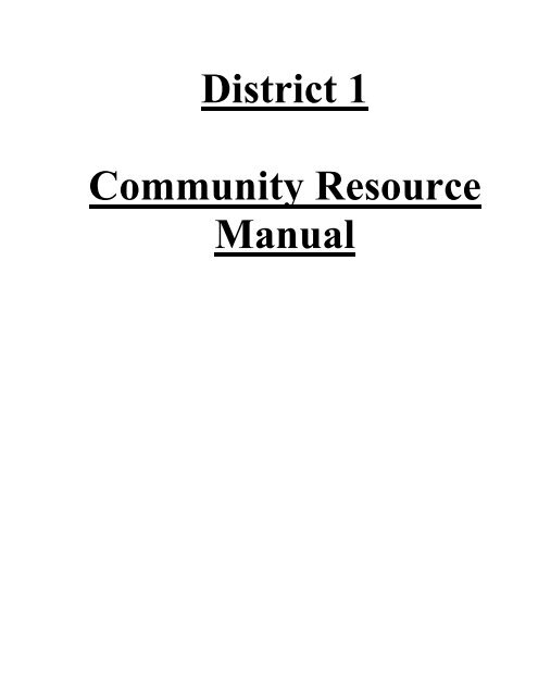 District 1 Community Resource Manual - Kentucky Department of ...