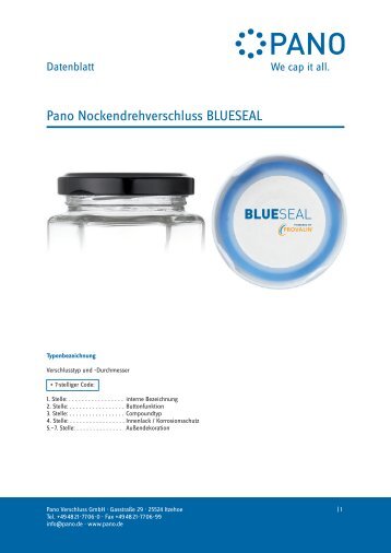 Datenblatt Pano BLUESEAL - Pano GmbH