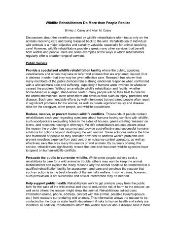 Printer friendly version (pdf) - WildAgain Wildlife Rehabilitation