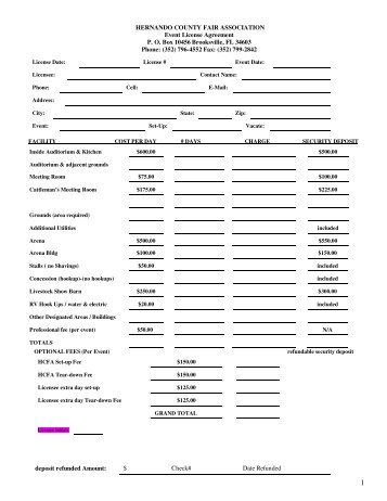 Rental License Agreement - Hernando County Fair and Youth ...