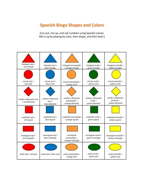 Spanish Color & Shape BINGO