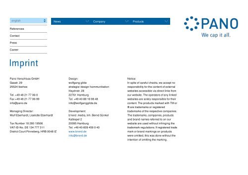 Imprint | Pano GmbH