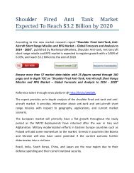 Shoulder Fired Anti Tank Market Expected To Reach $3.2 Billion by 2020
