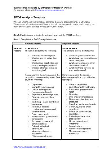 Download PDF SWOT Analysis Template