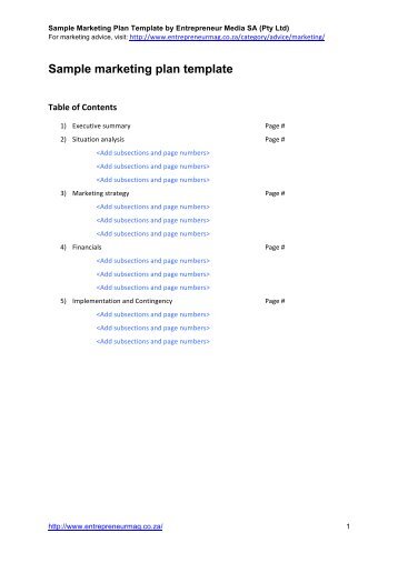 Download PDF Sample Marketing Plan Template