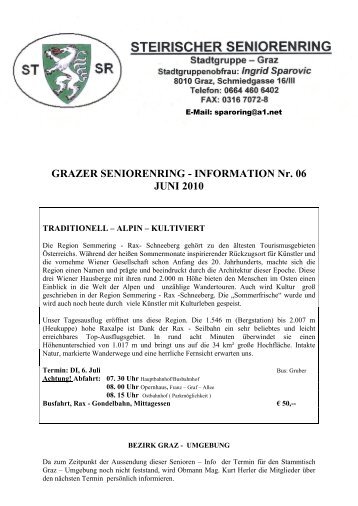 GRAZER SENIORENRING - INFORMATION Nr. 06 JUNI ... - FPÖ Graz