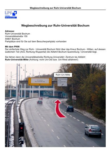 Wegbeschreibung zur Ruhr-UniversitÃ¤t Bochum