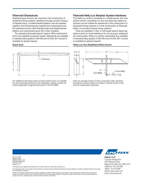 Product Information Sheet - Unifrax