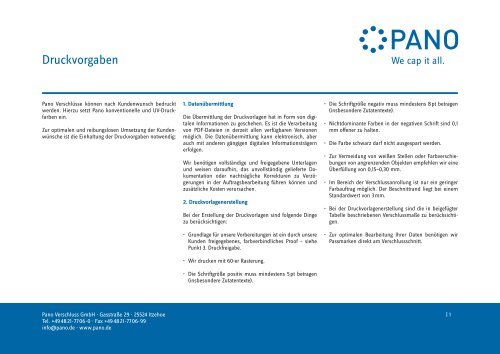 Druckvorgaben - Pano GmbH
