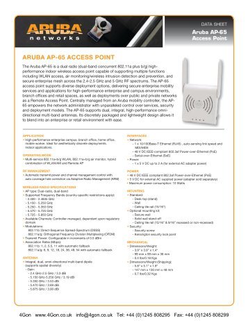 Aruba AP65 Datasheet - 4Gon