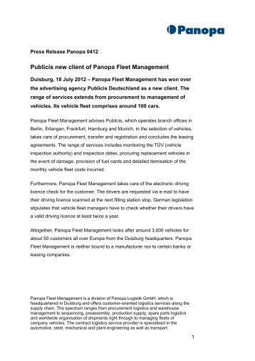 Publicis new client of Panopa Fleet Management