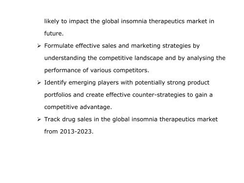 Market PharmaPoint: Insomnia , Global Drug Forecast and Market Analysis to 2023