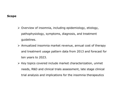 Market PharmaPoint: Insomnia , Global Drug Forecast and Market Analysis to 2023