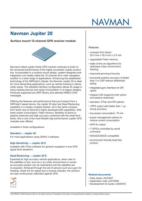 Navman Jupiter 20 - Codico