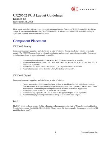 CX20662 App Note 1 - PCB Layout Guidelines APN ... - Codico