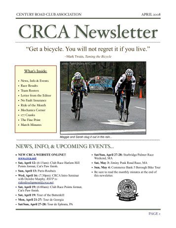 CRCA April 2008 Newsletter - Century Road Club Association