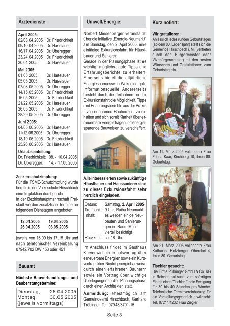 Amtsblatt vom 24.03.2005 - Hirschbach