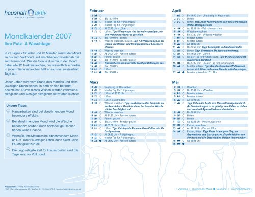 Mondkalender 2007 - Haushalt.aktiv