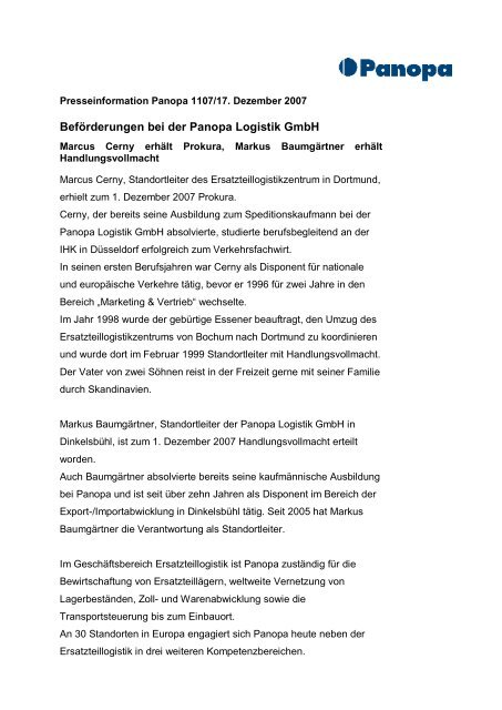 Beförderungen bei der Panopa Logistik GmbH