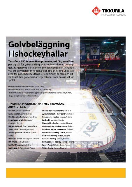 Golvbroschyr Ishockeyhallar - Tikkurila