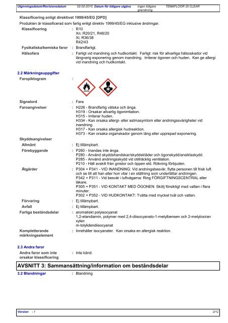 SÃKERHETSDATABLAD TEMAFLOOR 25 1. NAMNET ... - Tikkurila