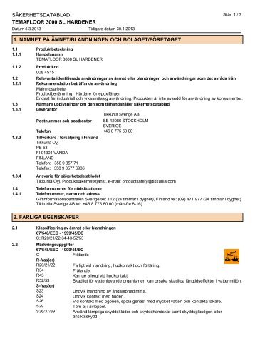 TEMAFLOOR 3000 SL HARDENER - se-swe1 - Tikkurila