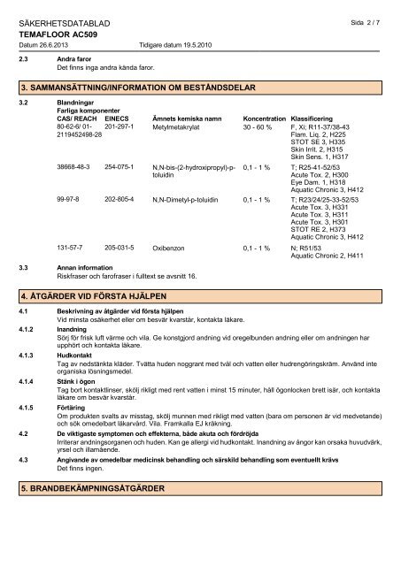 SÃKERHETSDATABLAD TEMAFLOOR AC509 1 ... - Tikkurila