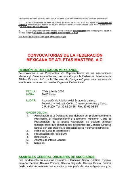 CAMPEONATO NACIONAL DE - Atletismo en México
