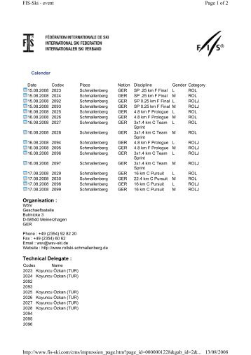 Technical Delegate : Organisation : Page 1 of 2 FIS-Ski - event 13 ...