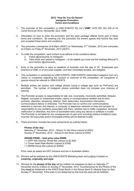 Instagram Promotion Terms and Conditions 1. The  - USM Events