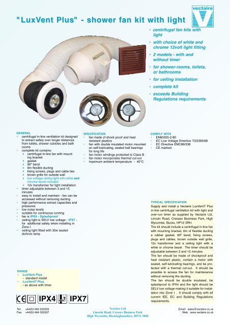 Luxvent Plus Shower Fan Kit With Light Ipx4 Ipx7