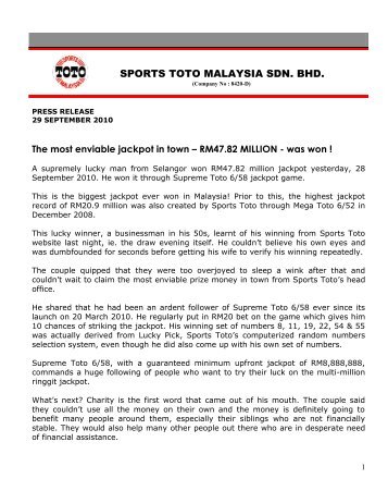 SPORTS TOTO MALAYSIA SDN. BHD.