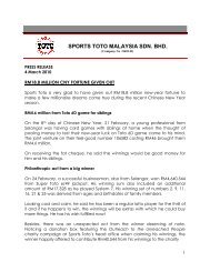 SPORTS TOTO MALAYSIA SDN. BHD.