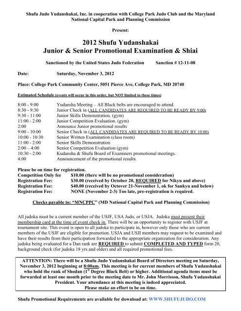 Information Sheet and Application - Shufu Judo