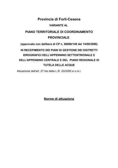 piano territoriale di coordinamento provinciale - Provincia di Forlì ...