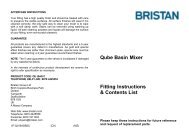 Qube Basin Mixer Fitting Instructions & Contents List - QS Supplies