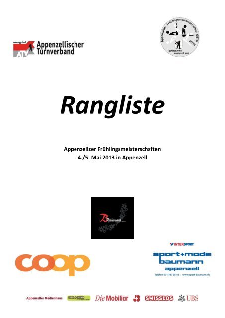 Rangliste 2013 - Getu Appenzell Gais